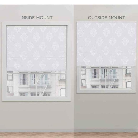 Exclusive Home Curtains Marseilles Damask Blackout Roman Shade, 23" x 64", White - Picture 5 of 10